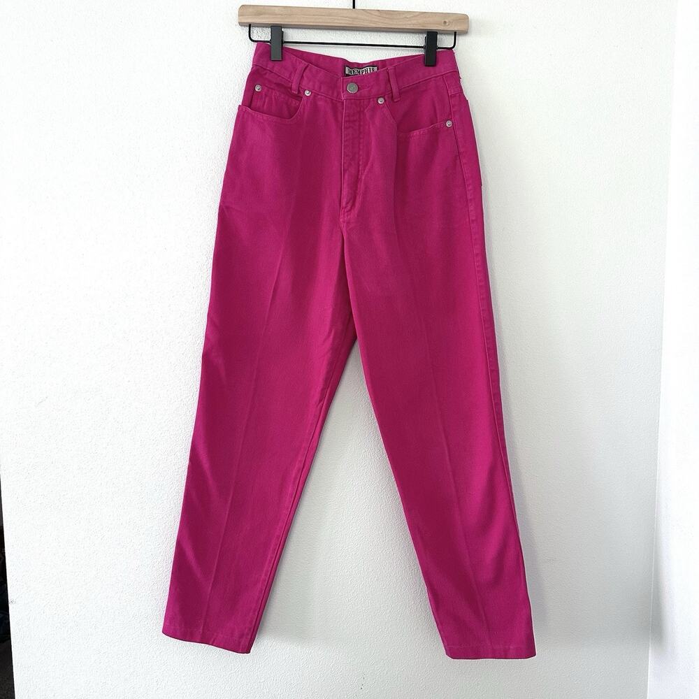 Vintage 90s 100% Cotton Memphis Pink High Rise Mom Jeans Sz 9 25" Waist Tapered